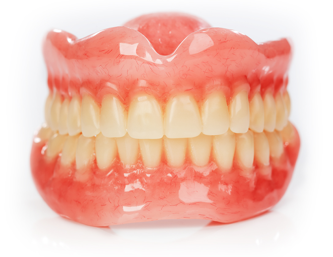 A Set Of Dentures On A Shiny White Background Garreco Dental Lab Products